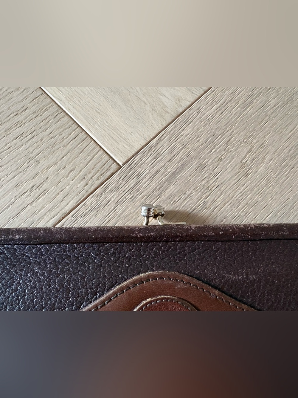 VTG Dooney & Bourke Brown Trifold Organizer Wallet Change Purse Pebbled Leather - Picture 2 of 6